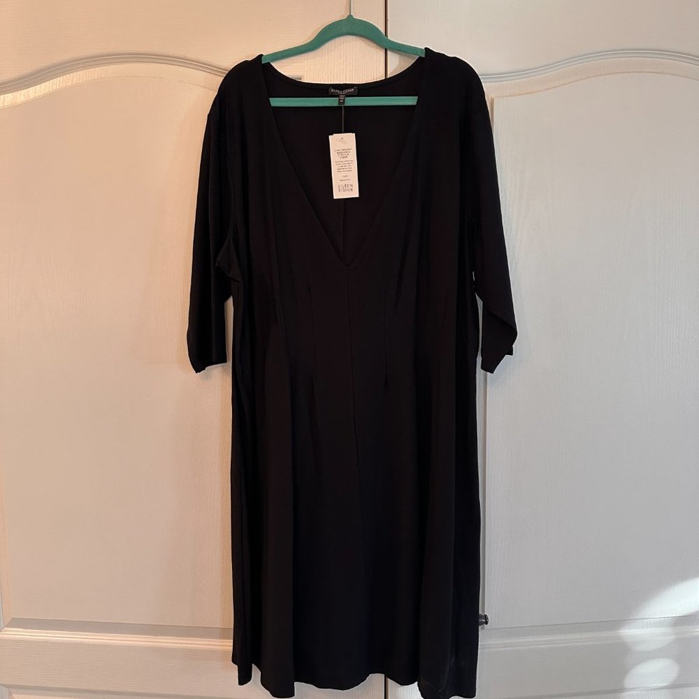 Eileen Fisher Woman NWT, Crepe Dress black 2XL